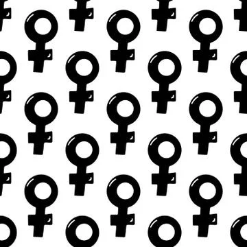 Seamless pattern made from doodle female symbol. Isolated on white background Stock Illustration