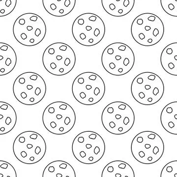 Seamless pattern made from doodle full moon. Isolated on white background. Ve Stock Illustration