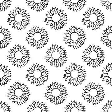 Seamless pattern made from doodle sun. Isolated on white background. Vector s Stock Illustration