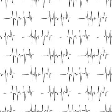 Seamless pattern made from the electrocardiograms. Isolated on white backgrou Stock Illustration