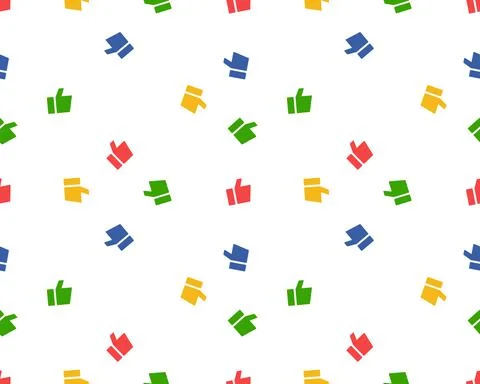 Seamless pattern made of flat thumbs up symbols. Colourful background. Abstra Stock Illustration