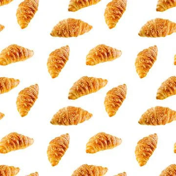 Seamless pattern made from Fresh croissant with cheese isolated on white Stock Photos