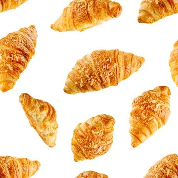 Seamless pattern made from Fresh croissant with cheese isolated on white Stock Photos