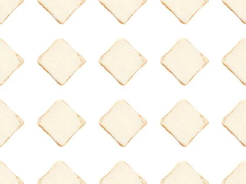 Seamless pattern made from fresh healthy toasts with butter on white Stock Photos