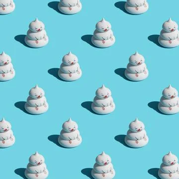 Seamless pattern made with funny snowmen on blue background, as a backdrop or Stock Photos