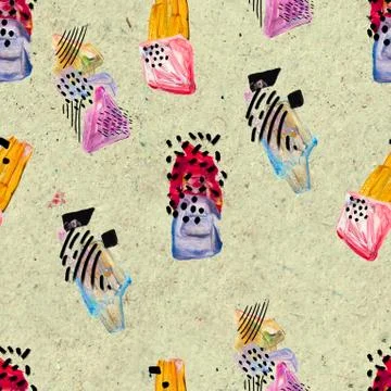 Seamless pattern made by hand drawn paint strokes. Stock Illustration