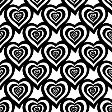 Seamless pattern made from hand drawn doodle hearts. Isolated on white backgr Stock Illustration