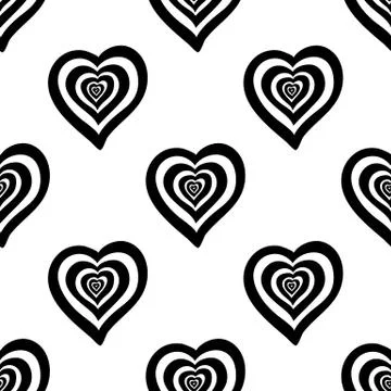 Seamless pattern made from hand drawn doodle hearts. Isolated on white backgr Stock Illustration