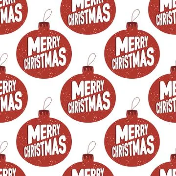 Seamless pattern made from hand drawn Christmas tree balls with snowing effec Stock Illustration