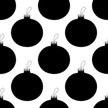 Seamless pattern made from hand drawn Christmas tree ball. Isolated on a whit Stock Illustration