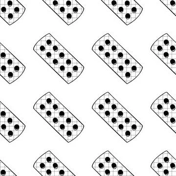 Seamless pattern made from hand drawn tablets blister illustration. Isolated  Stock Illustration