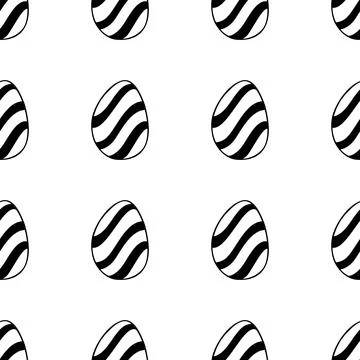 Seamless pattern made from hand drawn Easter eggs illustration. Isolated on w Stock Illustration