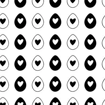 Seamless pattern made from hand drawn Easter eggs illustration. Isolated on w Stock Illustration