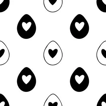 Seamless pattern made from hand drawn Easter eggs illustration. Isolated on w Stock Illustration