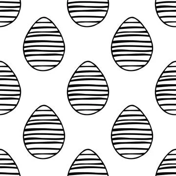 Seamless pattern made from hand drawn Easter eggs illustration. Isolated on w Stock Illustration