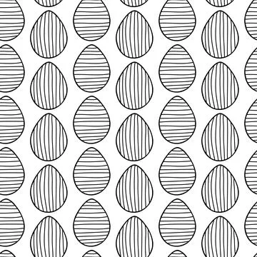 Seamless pattern made from hand drawn Easter eggs illustration. Isolated on w Stock Illustration