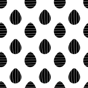 Seamless pattern made from hand drawn Easter eggs illustration. Isolated on w Stock Illustration