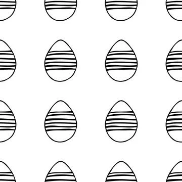 Seamless pattern made from hand drawn Easter eggs illustration. Isolated on w Stock Illustration