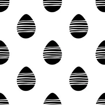 Seamless pattern made from hand drawn Easter eggs illustration. Isolated on w Stock Illustration