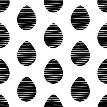 Seamless pattern made from hand drawn Easter eggs illustration. Isolated on w Stock Illustration