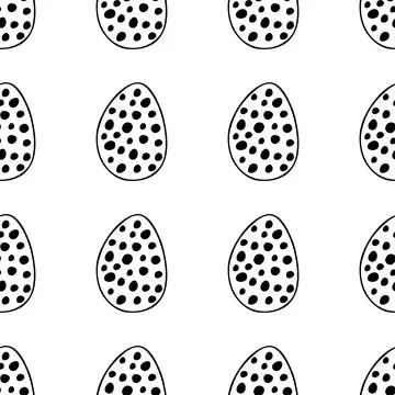 Seamless pattern made from hand drawn Easter eggs illustration. Isolated on w Stock Illustration
