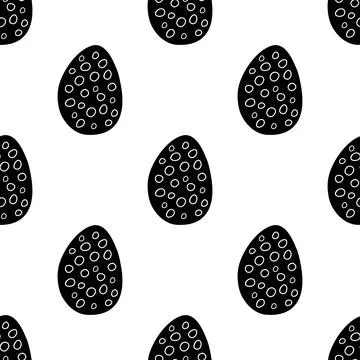 Seamless pattern made from hand drawn Easter eggs illustration. Isolated on w Stock Illustration