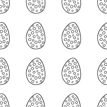 Seamless pattern made from hand drawn Easter eggs illustration. Isolated on w Stock Illustration