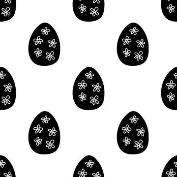 Seamless pattern made from hand drawn Easter eggs illustration. Isolated on Stock Illustration