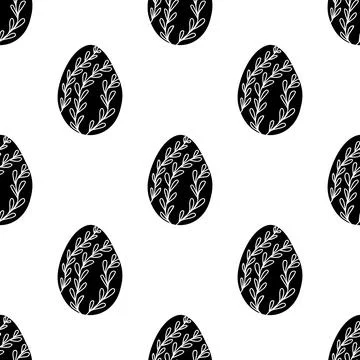 Seamless pattern made from hand drawn Easter eggs illustration. Isolated on Illustrazione stock