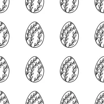 Seamless pattern made from hand drawn Easter eggs illustration. Isolated on Stock Illustration