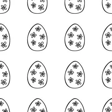 Seamless pattern made from hand drawn Easter eggs illustration. Isolated on Stock Illustration