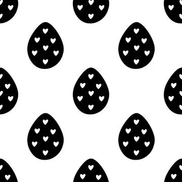 Seamless pattern made from hand drawn Easter eggs illustration. Isolated on w Stock Illustration