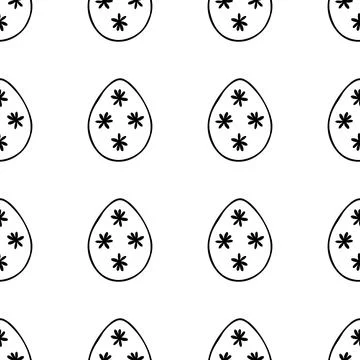 Seamless pattern made from hand drawn Easter eggs illustration. Isolated on w イラスト素材