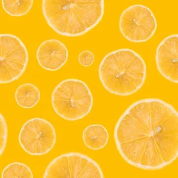 Seamless pattern made of Lemon slice isolated on a yellow background Stock Photos