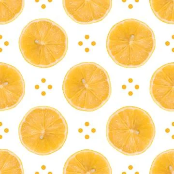Seamless pattern made of Lemon slice isolated and dots on a white Stock Photos
