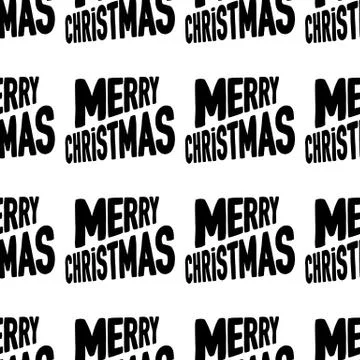 Seamless pattern made from Merry Christmas lettering. Isolated on a white bac Stock Illustration