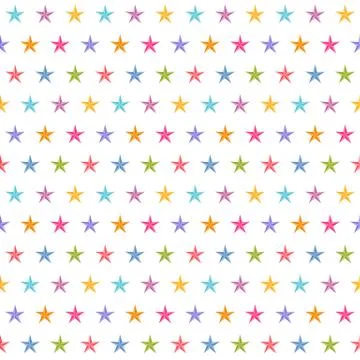Seamless pattern made of multicolored stars over white background Stock Illustration