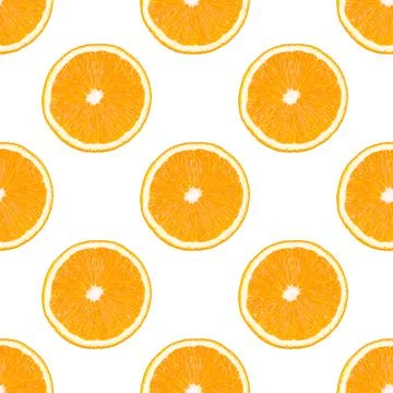 Seamless pattern made from orange fruit slice isolated on white background. Foto stock