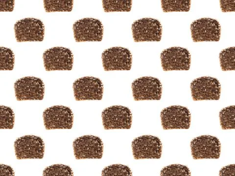 Seamless pattern made from organic multigrain bread slices on white Stock Photos