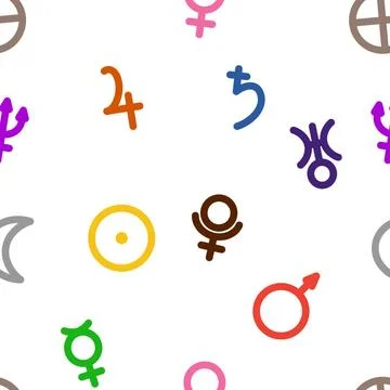 Seamless pattern made of simple astrology symbols representing planets and... Stock Photos