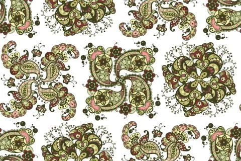 Seamless pattern made from square ornament elements made in orient style Stock Illustration