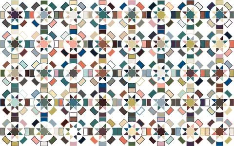 Seamless pattern made of stars and geometric shapes. Stock Illustration