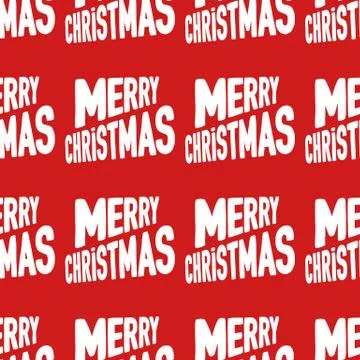 Seamless pattern made from white Merry Christmas lettering on a red backgroun Illustrazione stock