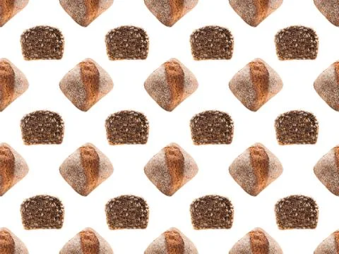 Seamless pattern made from whole and sliced homemade multigrain bread Stock Photos