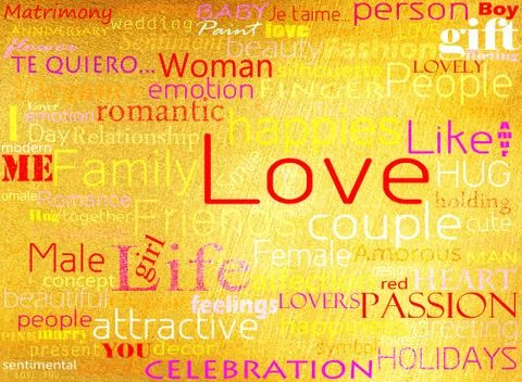 Seamless pattern made from words which relate with word love Illustrazione stock