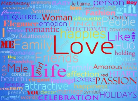 Seamless pattern made from words which relate with word love 스톡 일러스트