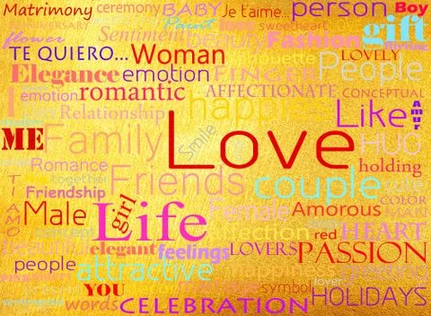 Seamless pattern made from words which relate with word love Illustrazione stock