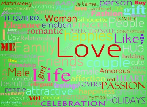 Seamless pattern made from words which relate with word love イラスト素材