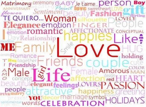 Seamless pattern made from words which relate with word love イラスト素材