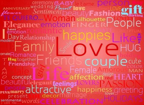 Seamless pattern made from words which relate with word love 스톡 일러스트